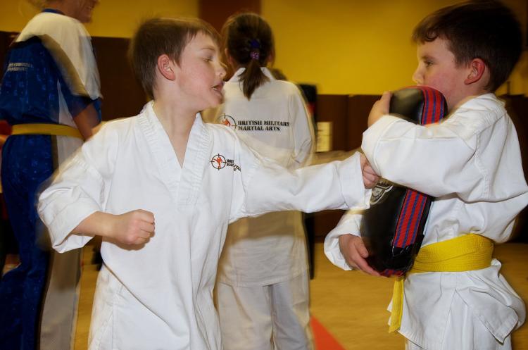 Kids learning to punch